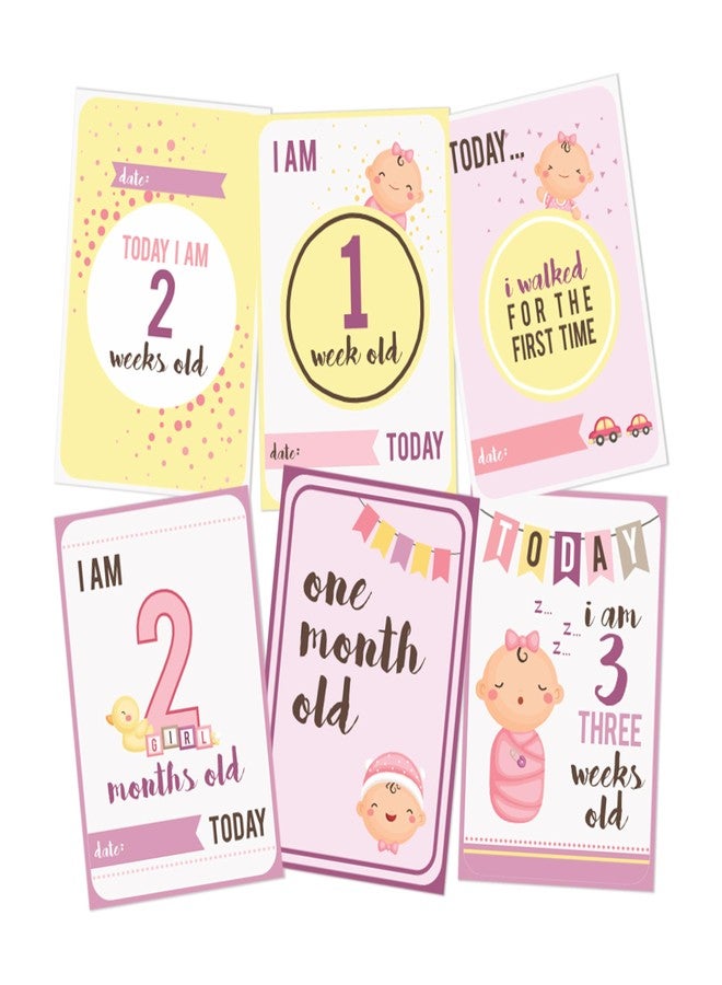 Wobbox Baby Monthly Milestone Card, Record 0-12 Months (36 Pcs) (Baby Girl) - Image 4